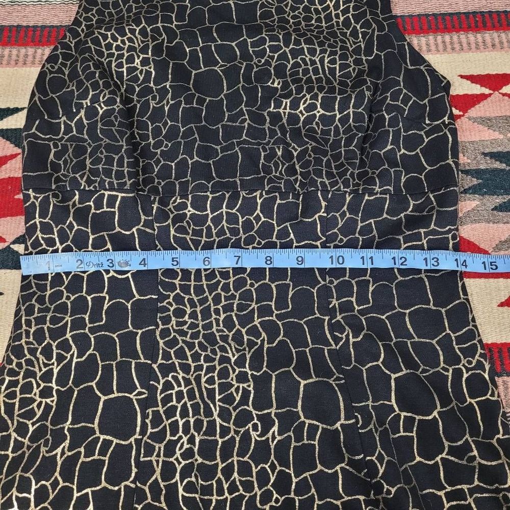 Vtg Cache Black Gold Animal Print Sheath Dress Sz 8 Sleeveless Knee Length - Picture 8 of 10